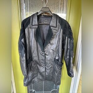 Vintage Pelle Leather Western Suede Embossed Men’s Large Long Coat